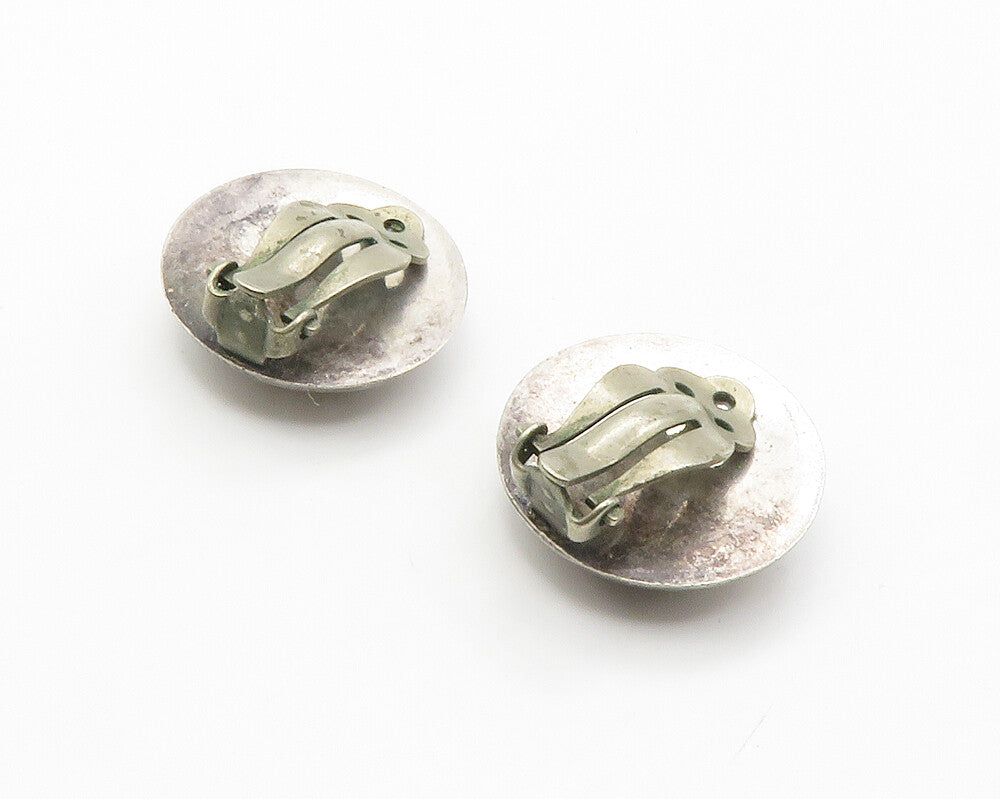 NAVAJO 925 Sterling Silver  Vintage Non Pierce Button Drop Earrings  EG7231