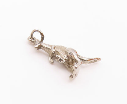 925 Sterling Silver Vintage Kangaroo With Baby In Pouch Charm Pendant PT21734