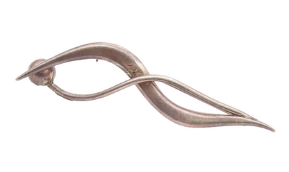 MEXICO 925 Silver  Vintage Modernist Overlapping Swirl Knot Brooch Pin  BP9893