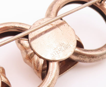 NAPIER 925 Sterling Silver  Vintage Shiny Copper Tone Link Brooch Pin  BP5510