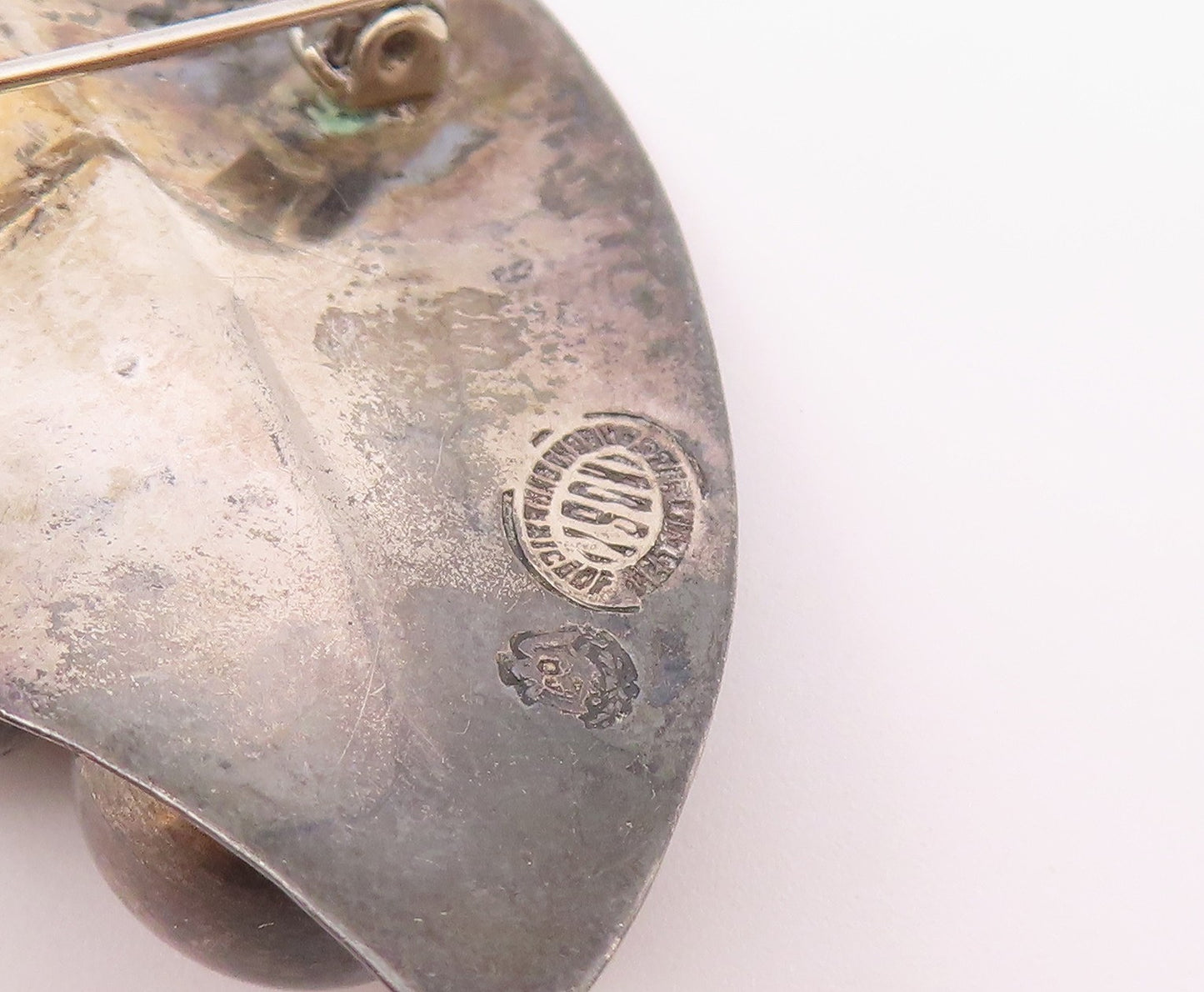 MEXICO 925 Sterling Silver  Vintage Oxidized Floral Leaf Brooch Pin  BP4632
