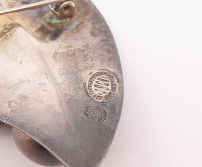 MEXICO 925 Sterling Silver  Vintage Oxidized Floral Leaf Brooch Pin  BP4632
