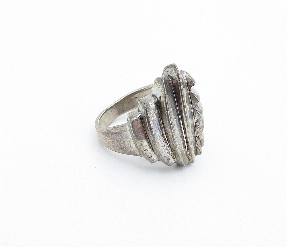 925 Sterling Silver  Vintage Dark Tone Fluted Design Band Ring Sz 6.5  RG4181