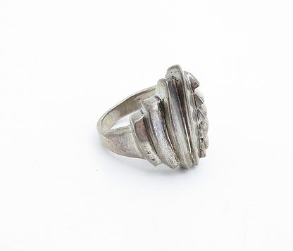 925 Sterling Silver  Vintage Dark Tone Fluted Design Band Ring Sz 6.5  RG4181