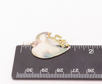 925 Sterling Silver Vintage Pendant Heart Carved Rebecca Hebrew  PT23175