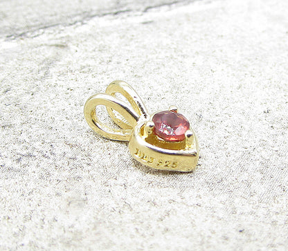 Gold Over 925 Sterling Silver Red Garnet Love Heart Slider Pendant PT1173