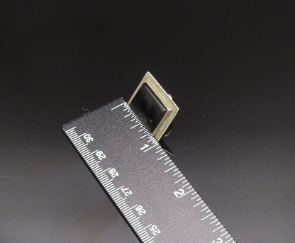 MEXICO 925 Silver  Vintage Rectangular Black Onyx Screw Back Earrings  EG11946