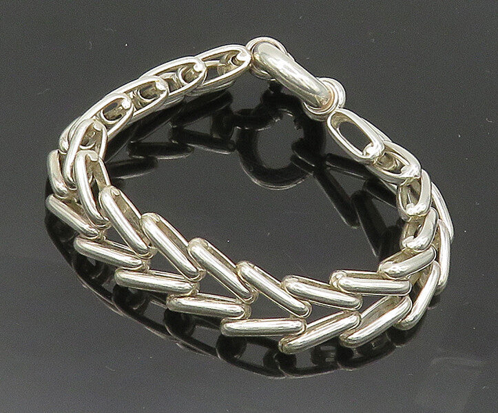 925 Sterling Silver  Vintage Shiny Arrow Hinge Link Chain Bracelet  BT8190