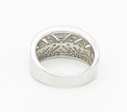 925 Sterling Silver  Cubic Zirconia Concave Cutout Band Ring Sz 7  RG16970