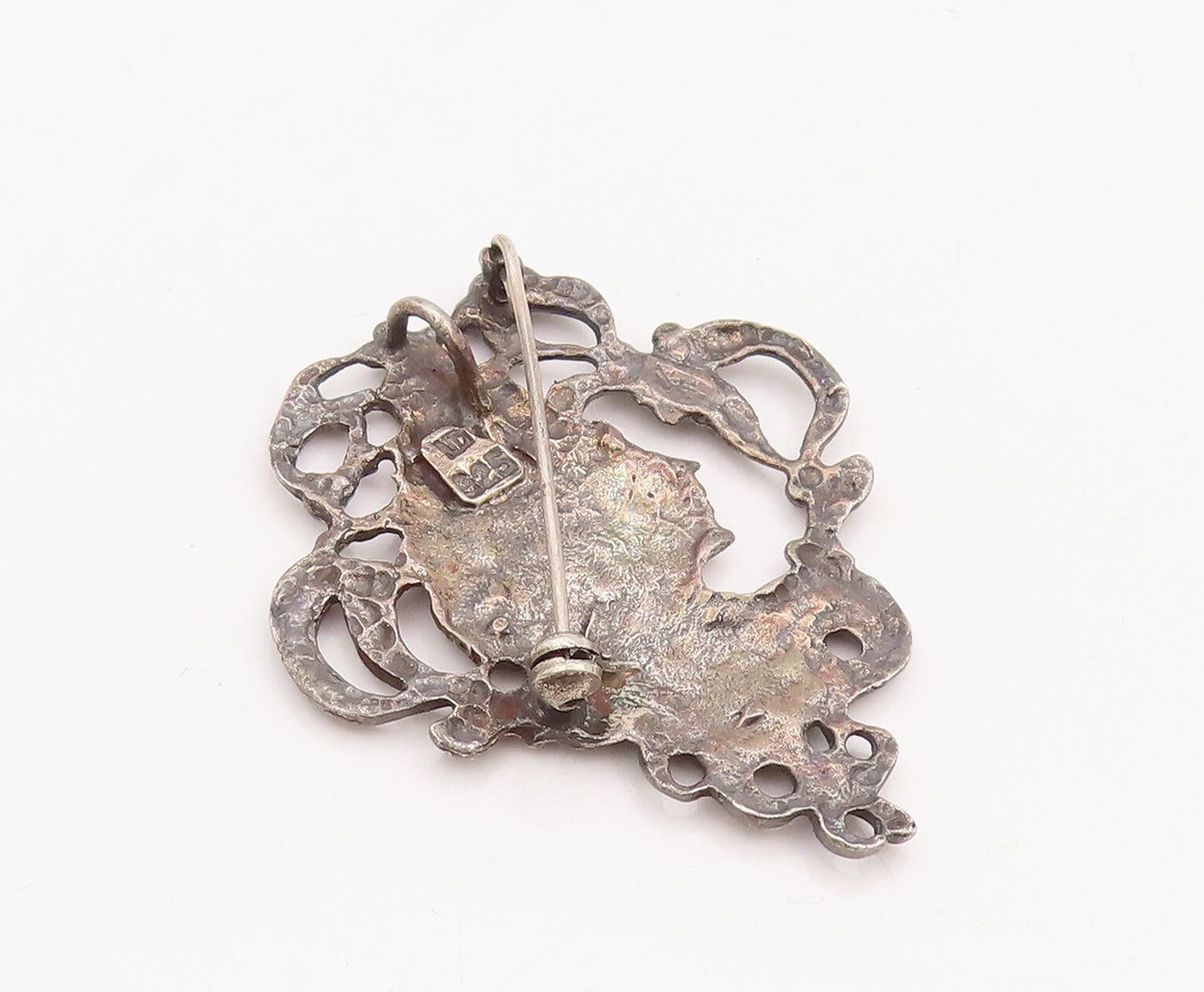 925 Sterling Silver Vintage Brooch Pin Girl Face With Flying Hair  BP11110