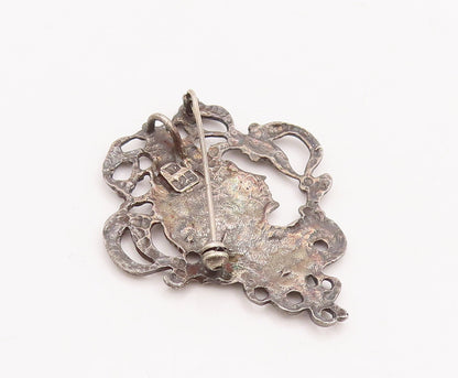 925 Sterling Silver Vintage Brooch Pin Girl Face With Flying Hair  BP11110