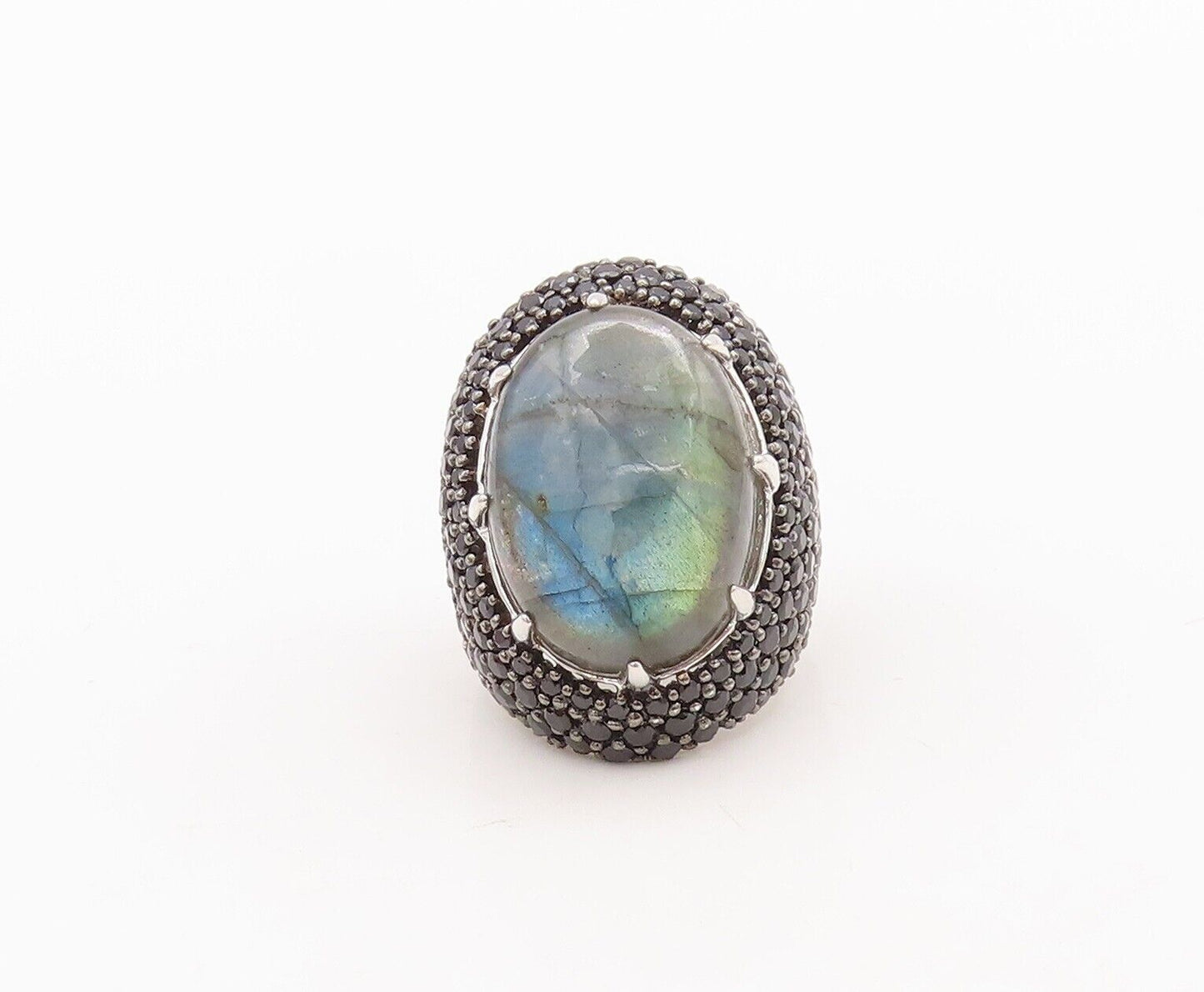 925 Sterling Silver Vintage Ring Large Oval Alexandrite & Spinel  Sz 7  RG29560