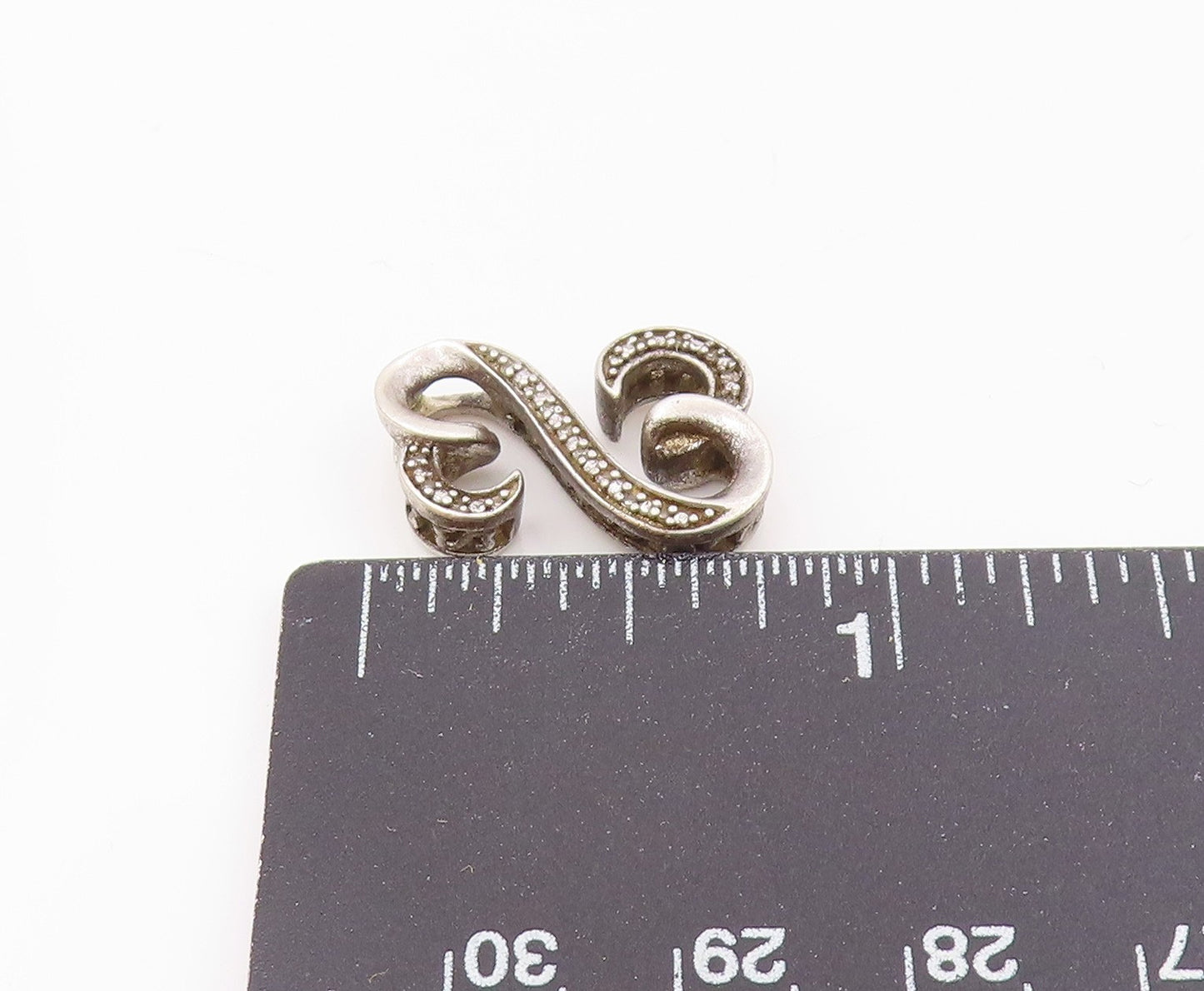 925 Sterling Silver  Vintage Genuine Diamonds Infinity Heart Pendant  PT17761