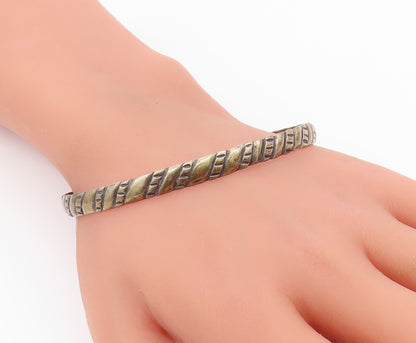 MEXICO 925 Silver  Vintage Dark Tone Slanted Design Bangle Bracelet  BT8221