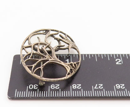 925 Sterling Silver Vintage Brooch Pin Mother Of Pearl Night Scenery   BP12198