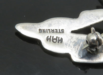 HANS HANSEN DENMARK 925 Silver  Vintage Blue Stone Flower Brooch Pin  BP9186