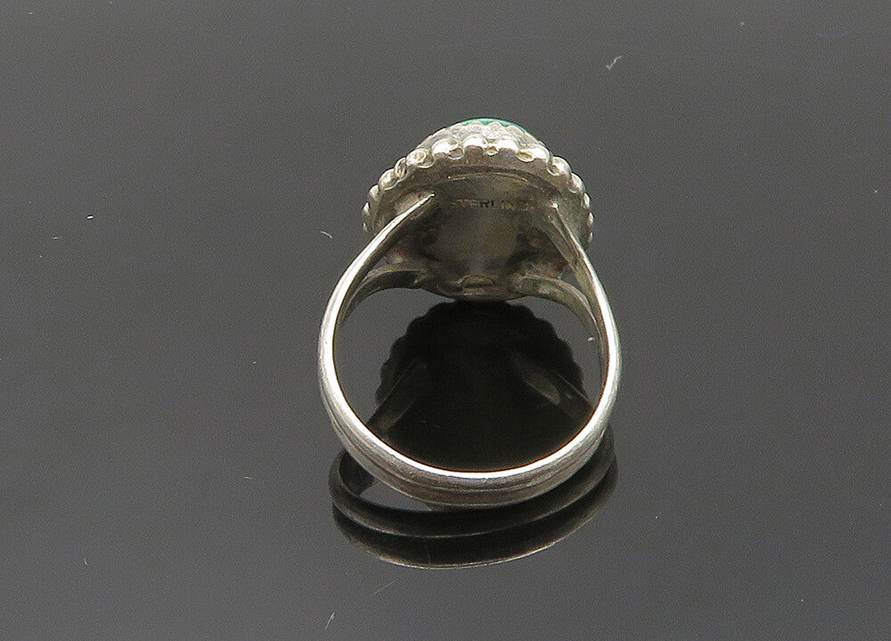 SCOTT DAVE NAVAJO 925 Silver  Vintage Malachite Cocktail Ring Sz 7  RG20067