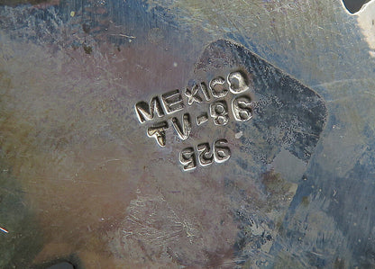 MEXICO 925 Sterling Silver  Vintage Shiny Sun & Moon Face Brooch Pin  BP7965