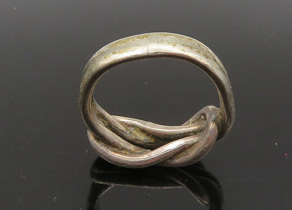 925 Sterling Silver  Vintage Dark Tone Knotted Band Ring Sz 7.5  RG22847