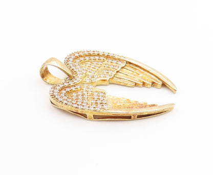 925 Silver  Vintage Cubic Zirconia Gold Plated Angel Wings Pendant  PT15698