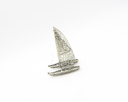 925 Sterling Silver  Vintage Swirl Cutout Sail Board Table Trinket  TR2575