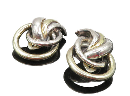 925 Sterling Silver  Vintage Shiny Modernist Non Pierce Earrings  EG4636