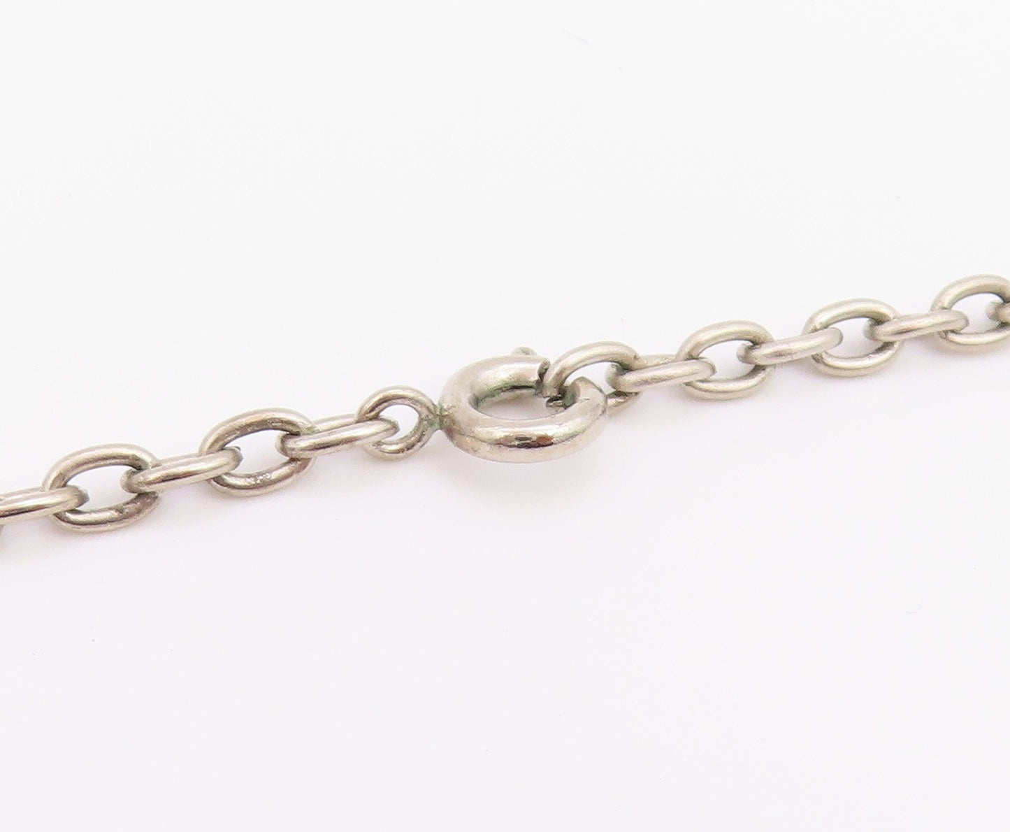 925 Sterling Silver  Vintage Dark Tone Floral Motif Chain Necklace  NE3566