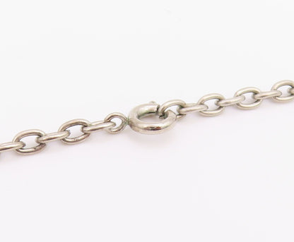 925 Sterling Silver  Vintage Dark Tone Floral Motif Chain Necklace  NE3566
