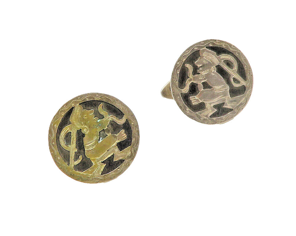 GUATEMALA 925 Sterling Silver   Vintage Traditional Warrior Cufflinks  TR2043