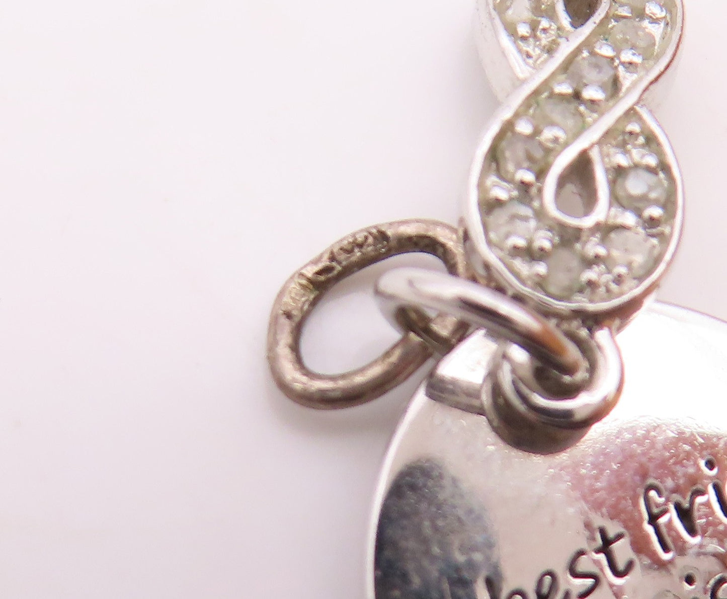 925 Silver  Vintage Genuine Diamonds Infinity Best Friends Pendant  PT16262