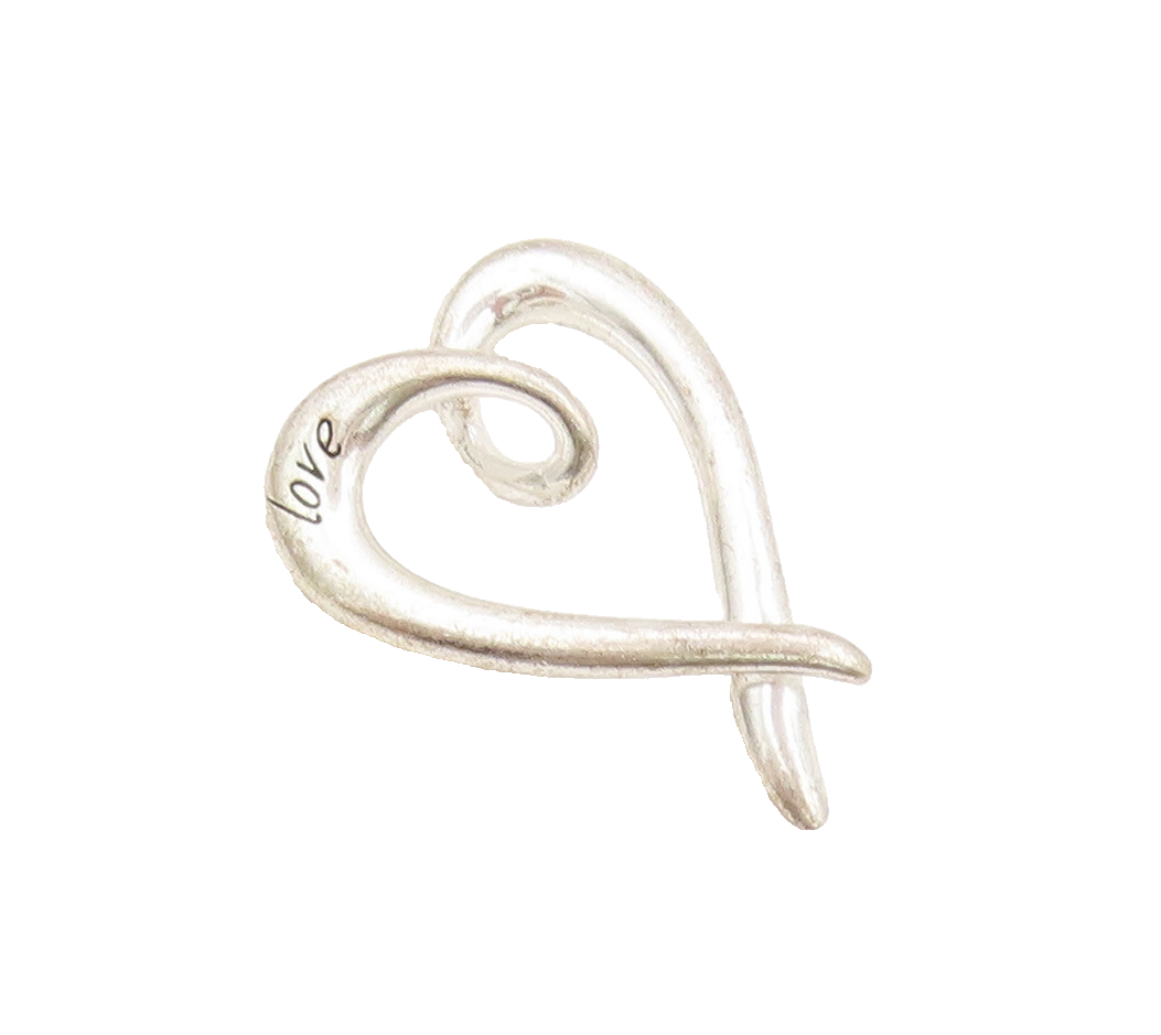 925 Sterling Silver  Vintage Minimalist Solid Swirled Heart Pendant  PT22385