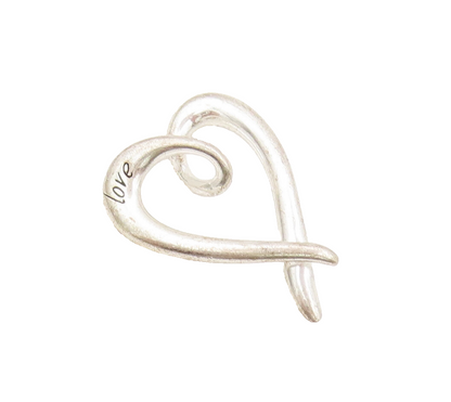 925 Sterling Silver  Vintage Minimalist Solid Swirled Heart Pendant  PT22385