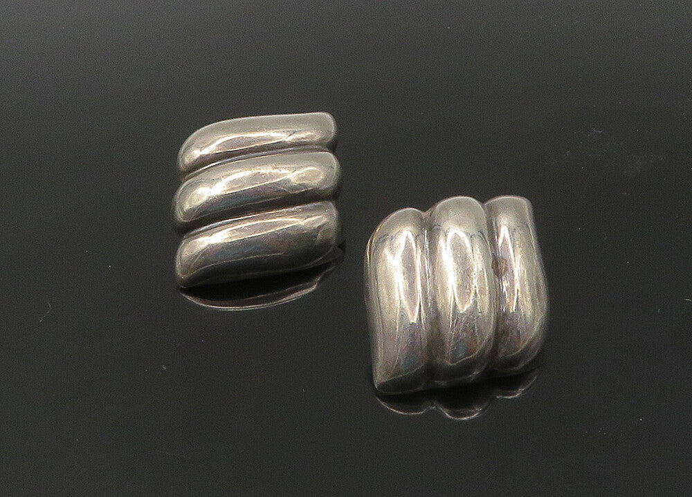BAYANIHAN 925 Silver & 14K GOLD  Vintage Shiny Fluted Drop Earrings  EG11160