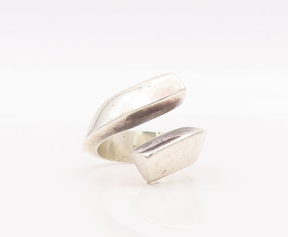 925 Sterling Silver Vintage Ring Designer Solid Cutout Bypass  Sz 9.5  RG28159