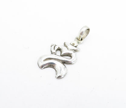 925 Sterling Silver  Shiny Petite Om Heart Spiritual Symbol Pendant  PT5846