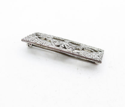 925 Sterling Silver  Vintage Sparkling Palm Tree & Birds Brooch Pin  BP1920