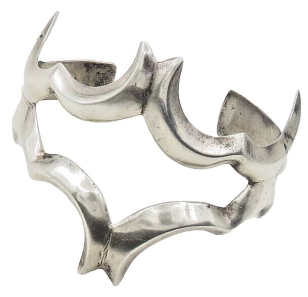 NAVAJO 925 Sterling Silver  Vintage Shiny Modernist Cuff Bracelet  BT7532