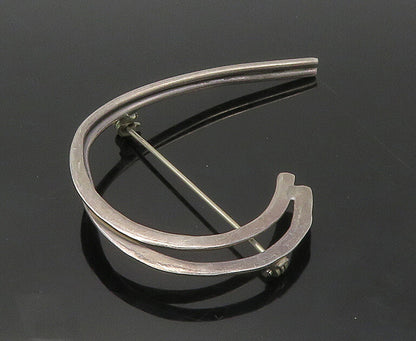 925 Sterling Silver  Vintage Dark Tone Smooth Flat Swirl Brooch Pin  BP6817