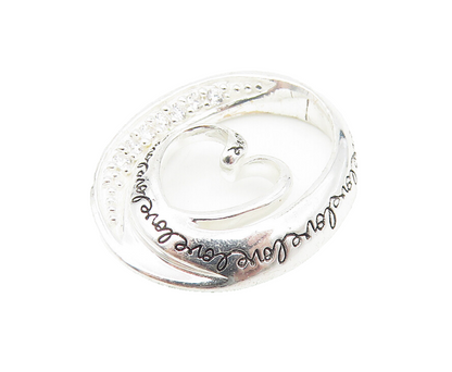 925 LA Sterling Silver  Topaz Love Stamped Heart Swirl Shiny Pendant  PT9217