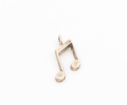 925 Sterling Silver  Vintage Dark Tone Smooth Music Notes Pendant  PT17822