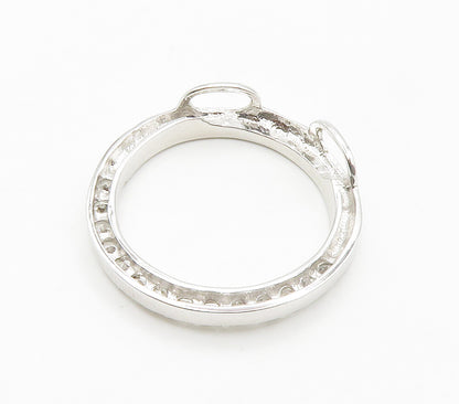 925 Sterling Silver  Cubic Zirconia Shiny Open Circle Pendant  PT11726