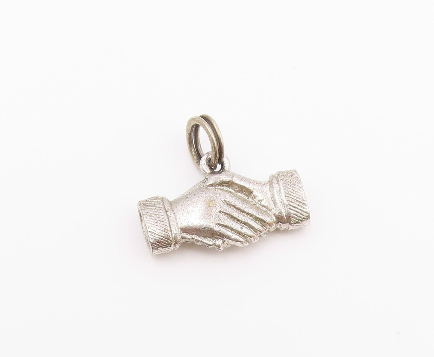 925 Sterling Silver  Vintage Shiny Petite Handshake Motif Pendant  PT18884