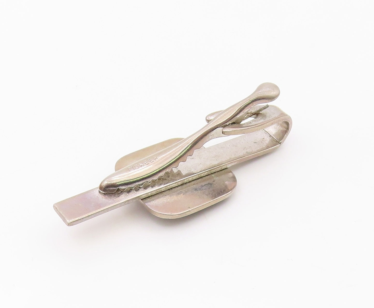 925 Sterling Silver  Vintage Shiny Black Enamel Dancer Tie Clip  TR3263
