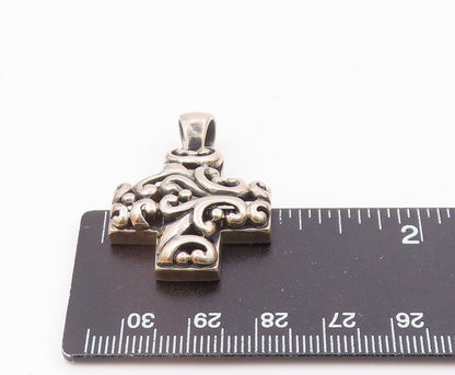 925 Sterling Silver  Vintage Openwork Scroll Religious Cross Pendant  PT21797