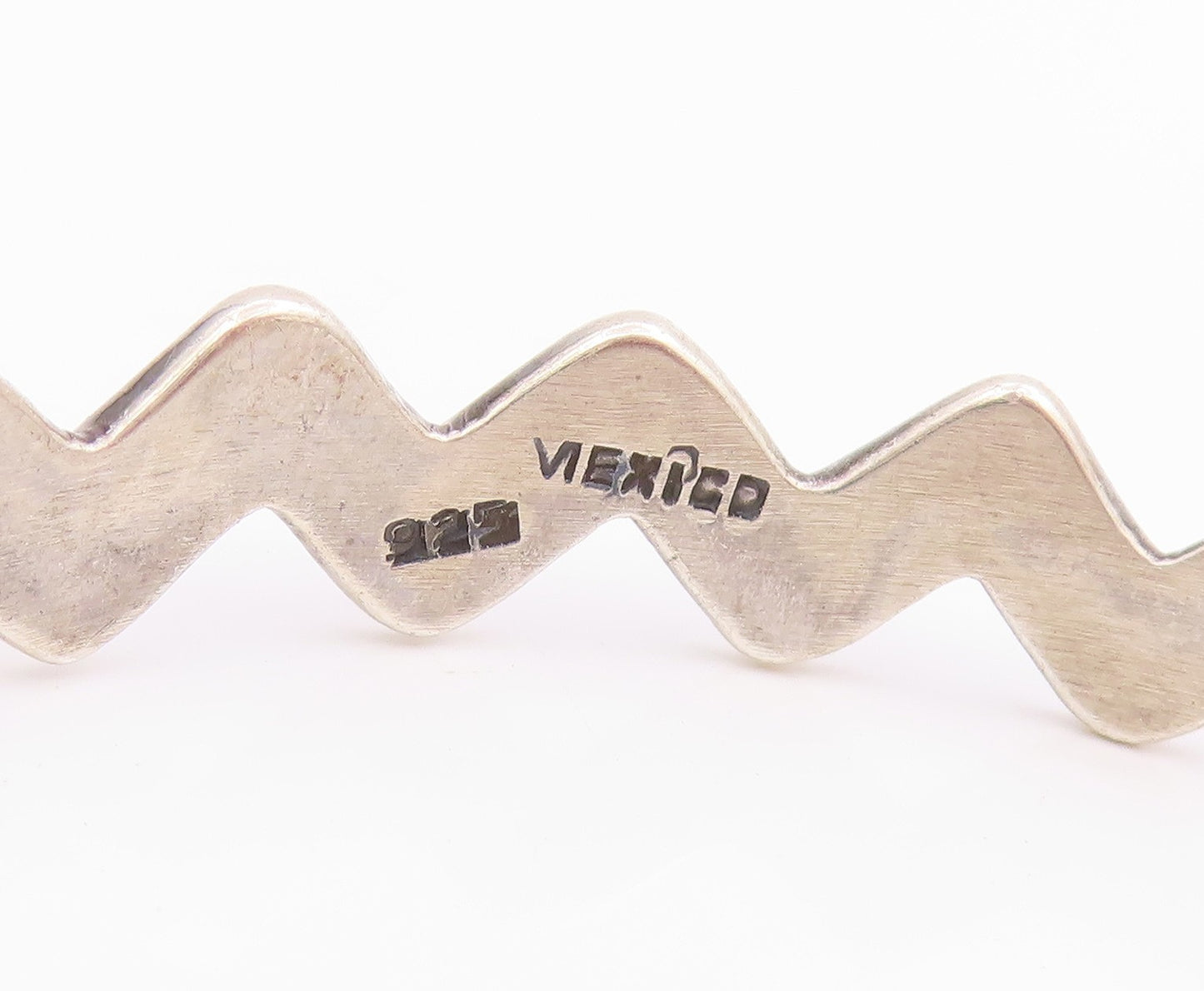 925 Sterling Silver Vintage Bracelet MEXICO Modernist Zig Zag Bangle  BT11616