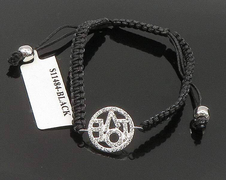 925 Sterling Silver  Cubic Zirconia Love Adjustable Friendship Bracelet  BT1075