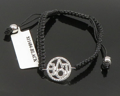 925 Sterling Silver  Cubic Zirconia Love Adjustable Friendship Bracelet  BT1075