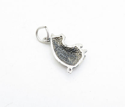 925 Sterling Silver  Vintage Petite Dark Tone Sitting Pig Drop Pendant  PT3131