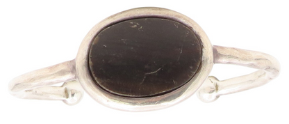 925 Sterling Silver Vintage Bracelet SALAT Modernist Black Onyx Cuff  BT11993