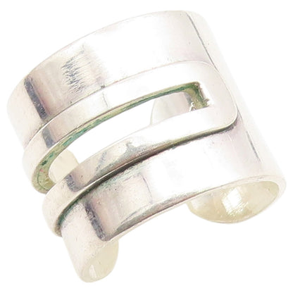 925 Sterling Silver Vintage Ring MONIR Modernist Geometric Band  Sz 6  RG36772